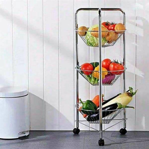 3 Tier Fruit Rack with Trolley