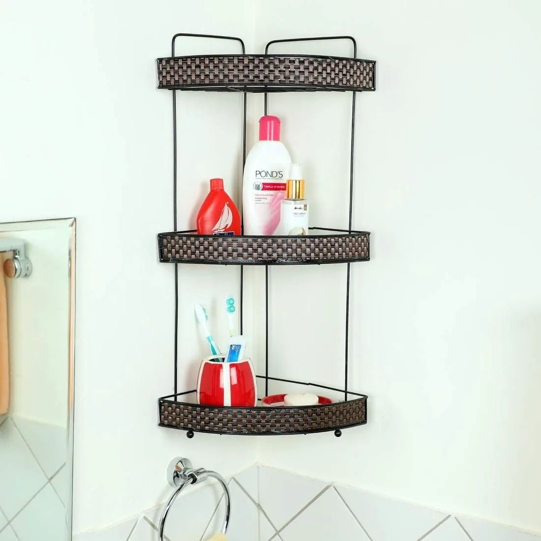 3 Tier metallic corner organizer