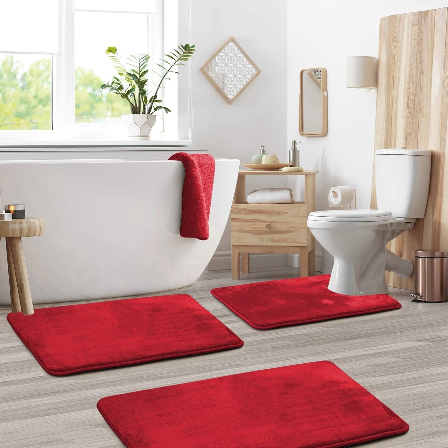 3 Pcs Memory Foam Bathroom Mat – Non-Slip Rugs