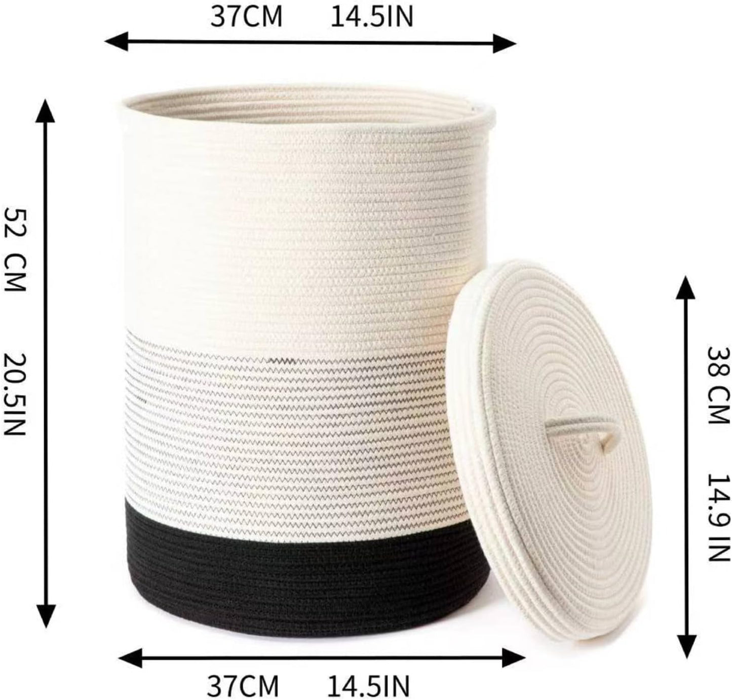 Large Laundry Cotton Rope Storage Basket with Lid