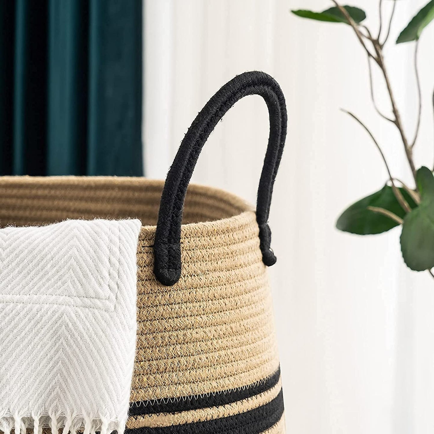 Woven Cotton Rope Laundry Hamper Basket