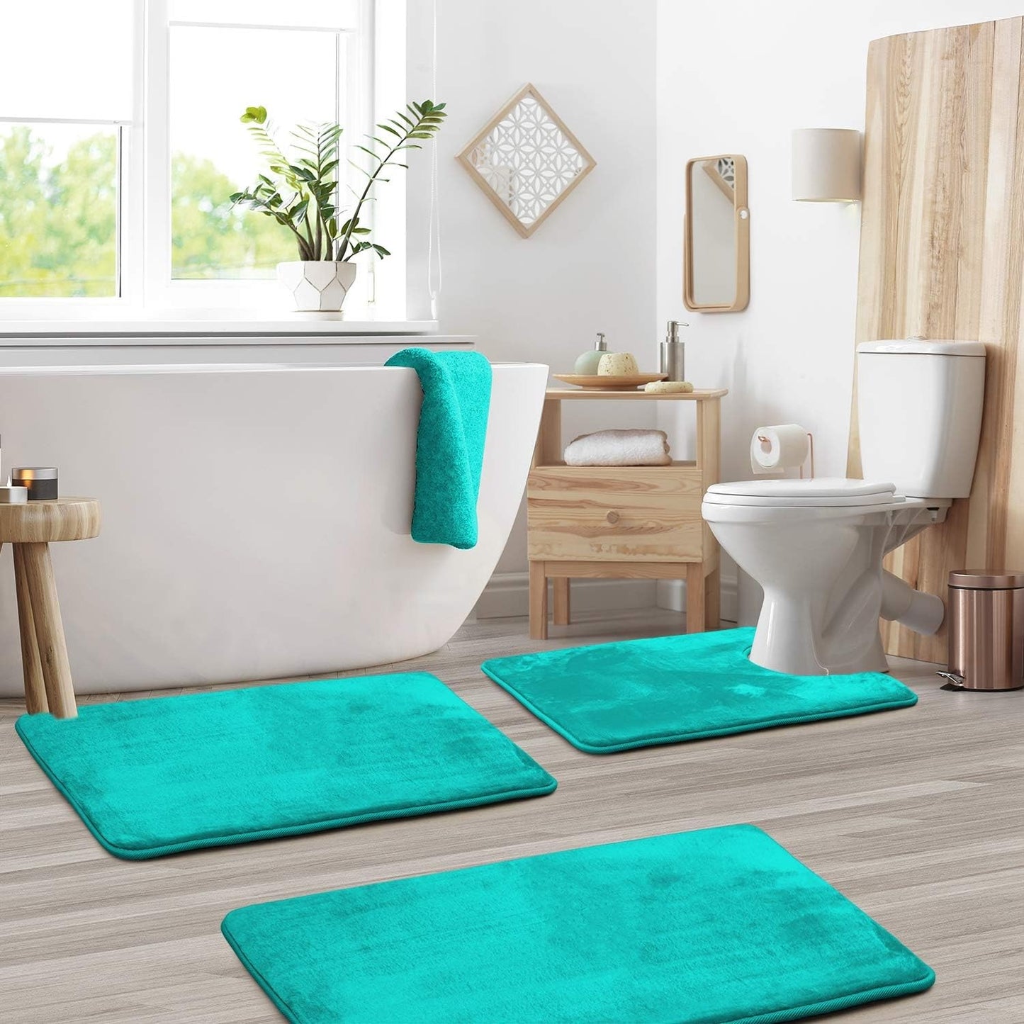 3 Pcs Memory Foam Bathroom Mat – Non-Slip Rugs