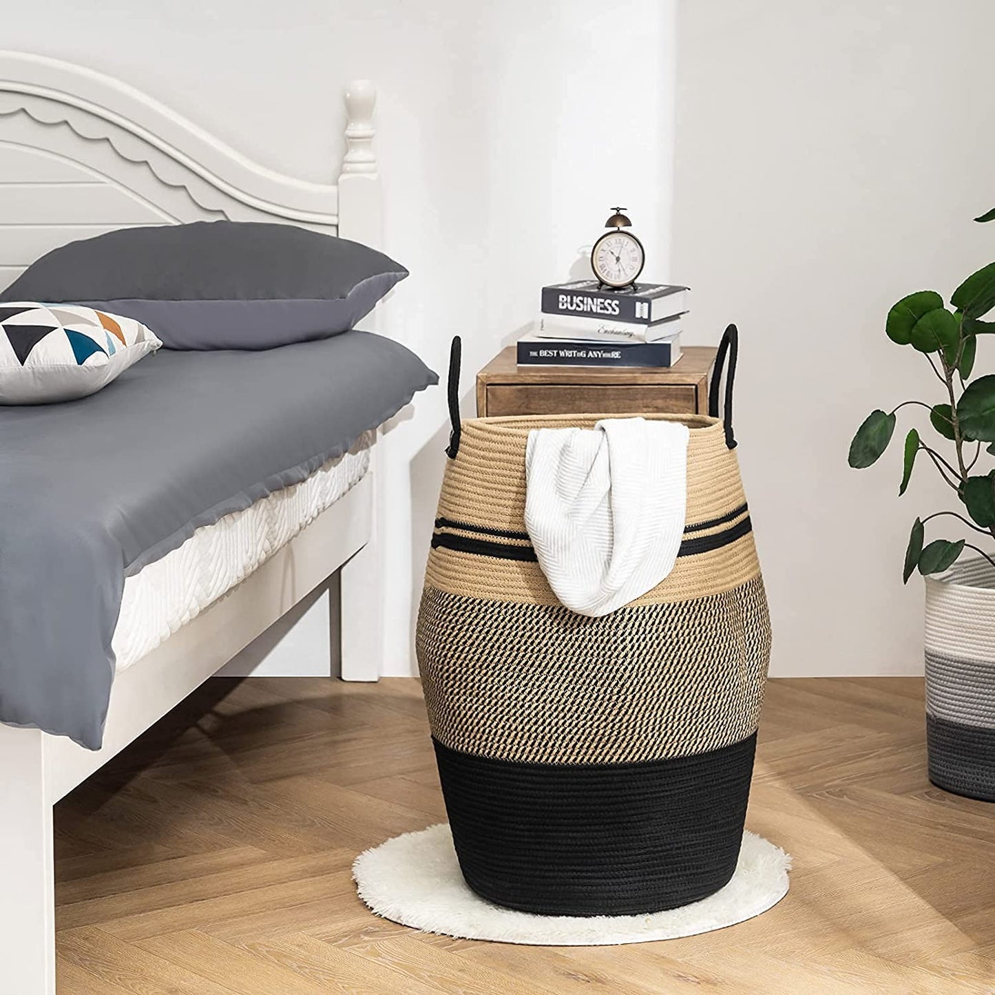 Woven Cotton Rope Laundry Hamper Basket