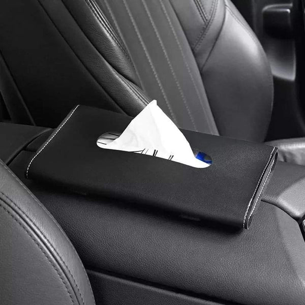 Stylish leather car tissue paper holder