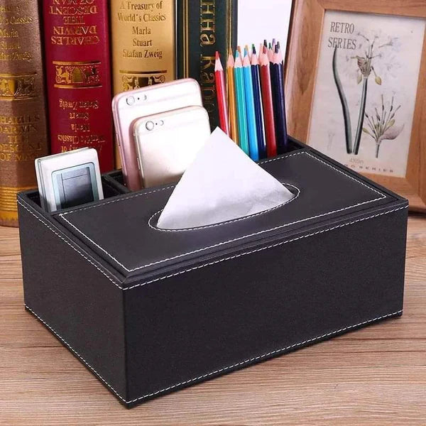 4 in 1 leather serviette holder with a pen storage
