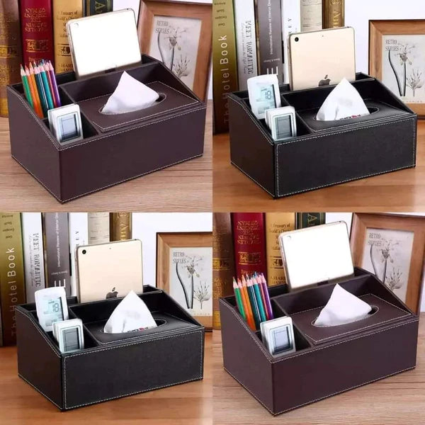 4 in 1 leather serviette holder with a pen storage