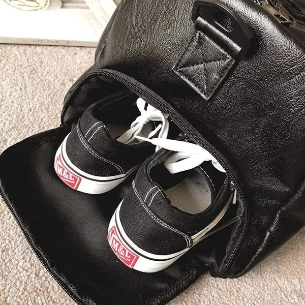 Unique leather duffel bag / gym bag