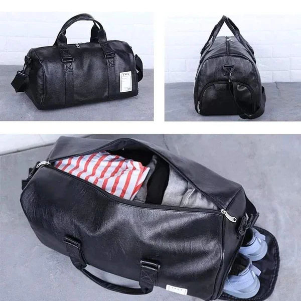 Unique leather duffel bag / gym bag