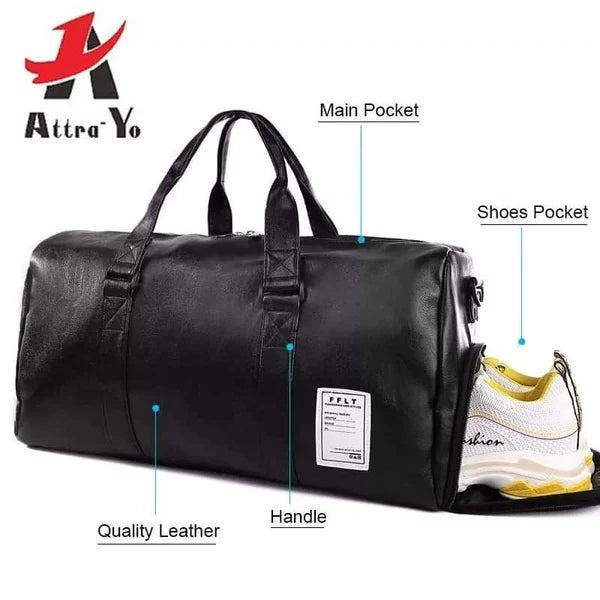 Unique leather duffel bag / gym bag