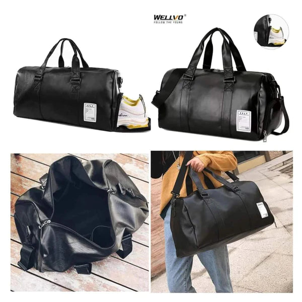 Unique leather duffel bag / gym bag