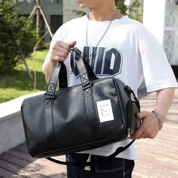 Unique leather duffel bag / gym bag