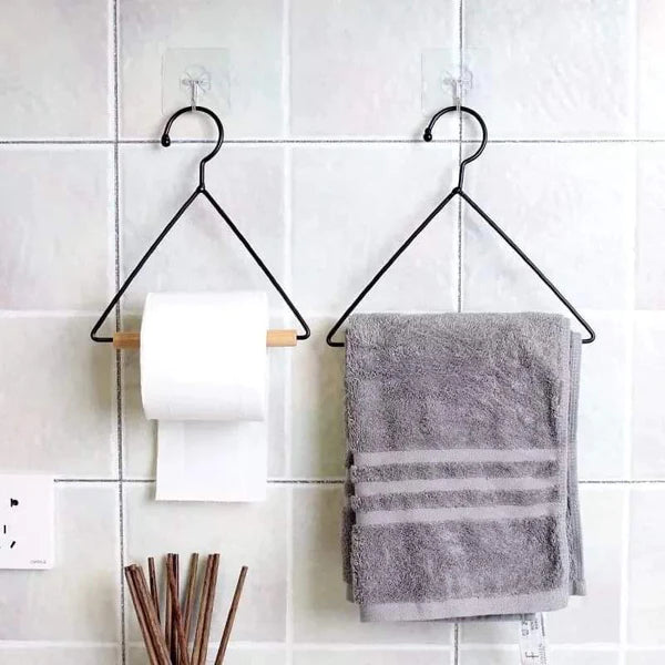 Nordic geometric design wood iron towel storage rack