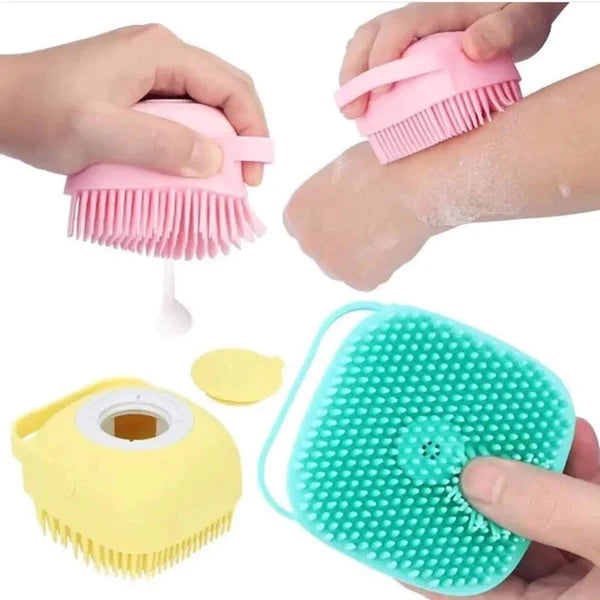 2pcs Shower /bathing silicon brush with liquid soap pot