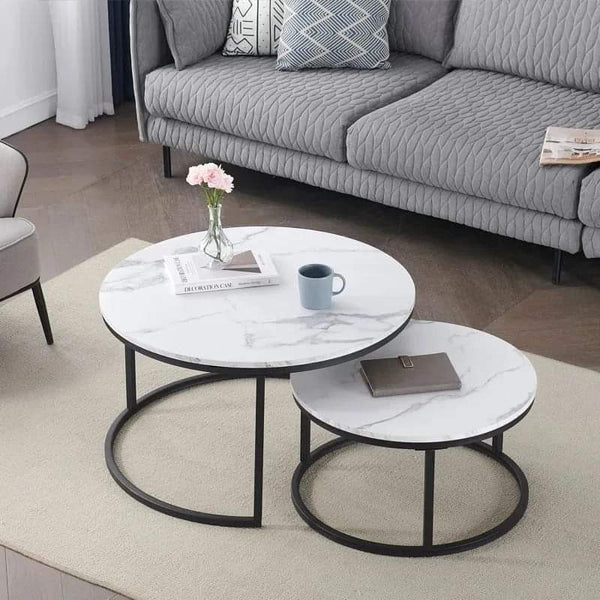 Modern Luxury 2in1 Marble Nesting tables. main image 1