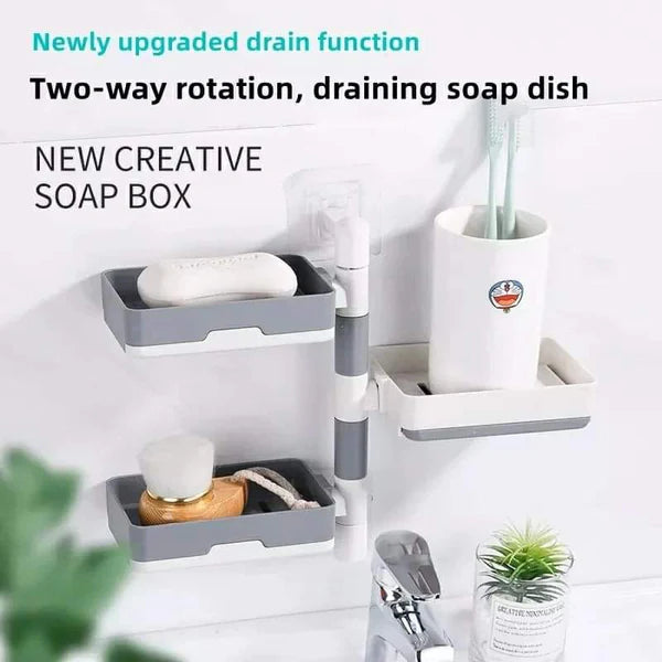Wall mounted rotatable 3 layer bathroom organizer