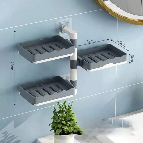 Wall mounted rotatable 3 layer bathroom organizer