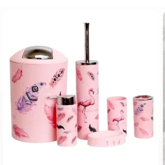 6pcs Printed Bathroom Accessories Set