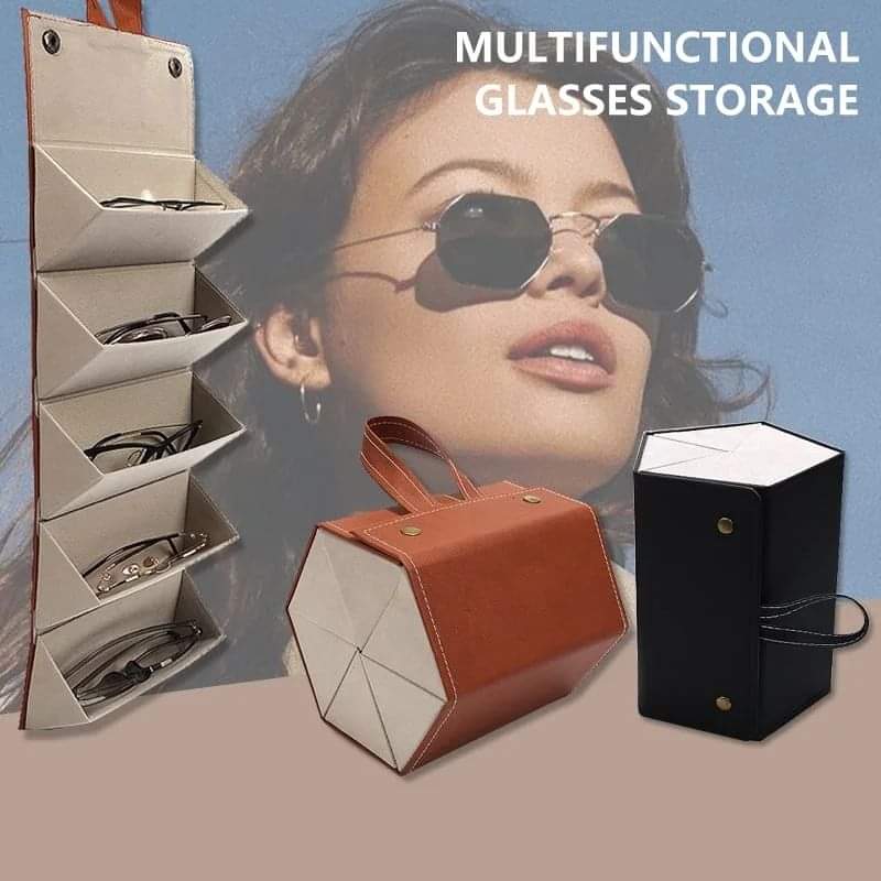 Multi-slot leather Eyeglasses Storage