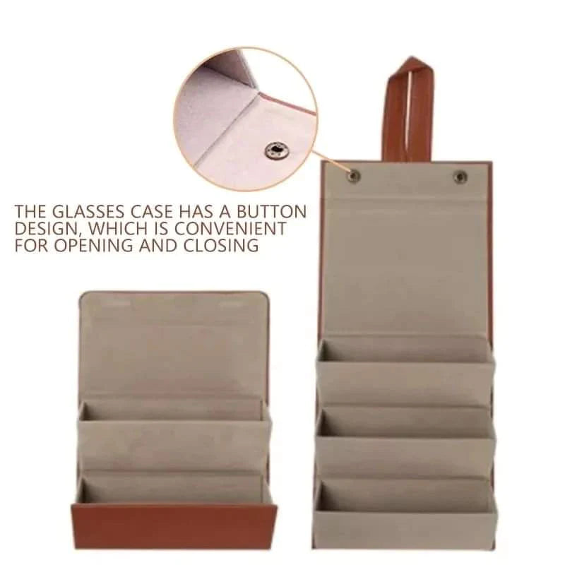 Multi-slot leather Eyeglasses Storage