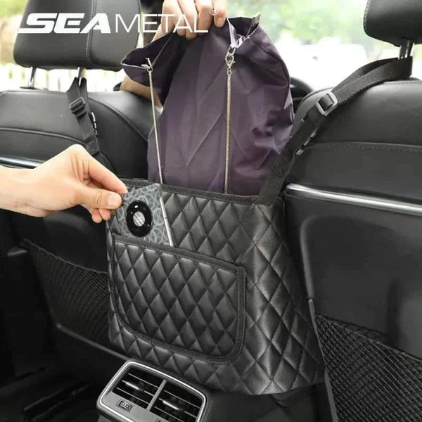 PU leather car in between seat organizer
