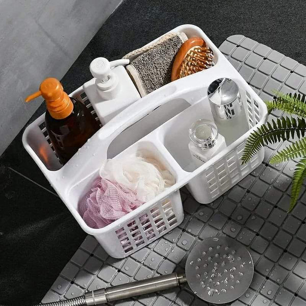 Multipurpose Plastic Shower Caddy Basket with 3 Compartments