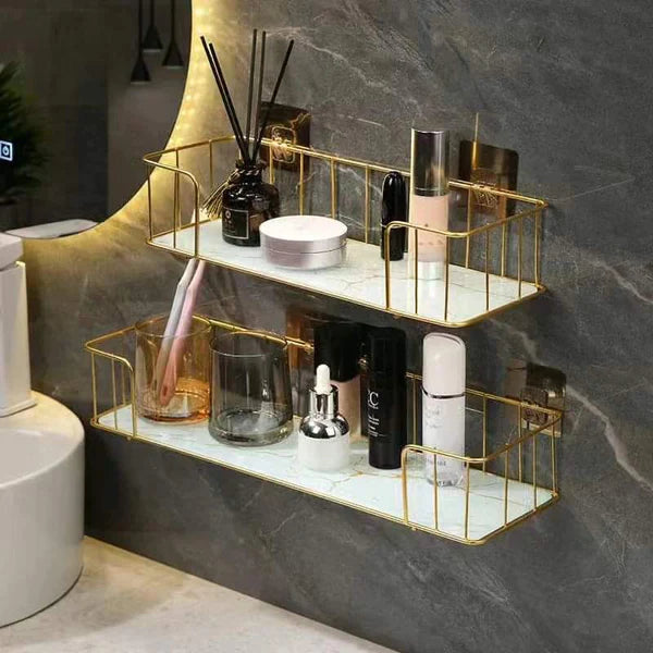 Luxury bathroom shelf with Mable glass plate