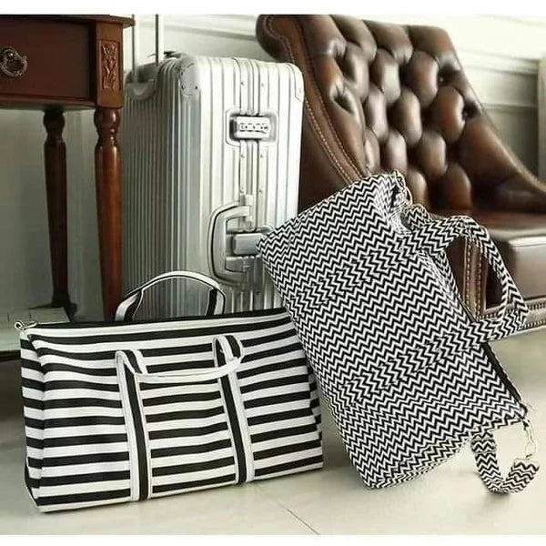 New Stripped Unisex Carry On Shoulder Tote Duffle Travel Bag