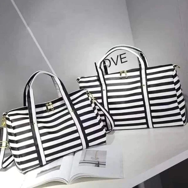 New Stripped Unisex Carry On Shoulder Tote Duffle Travel Bag
