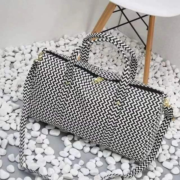 New Stripped Unisex Carry On Shoulder Tote Duffle Travel Bag