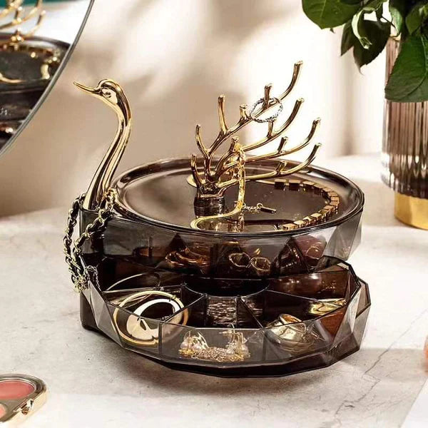 3 layer swan jewelry box