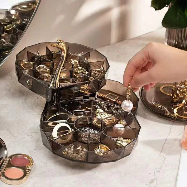 3 layer swan jewelry box