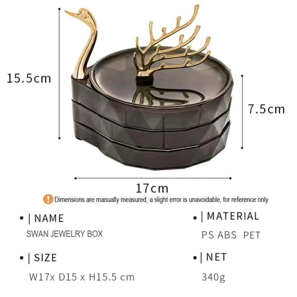 3 layer swan jewelry box