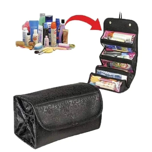 Rolling cosmetic organizer bag