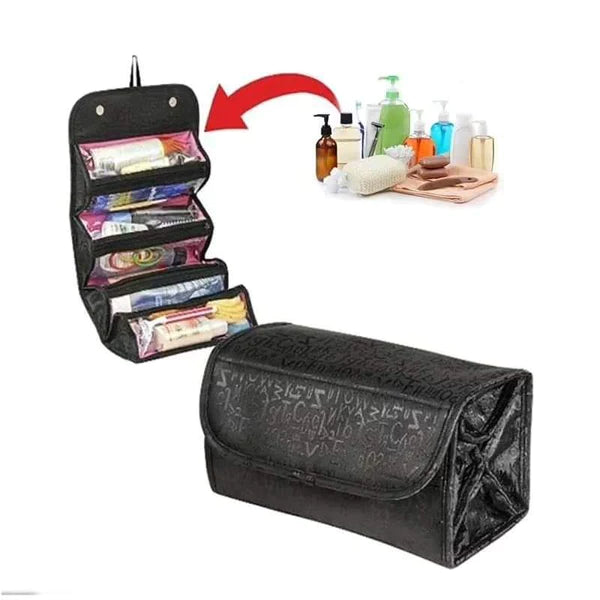 Rolling cosmetic organizer bag
