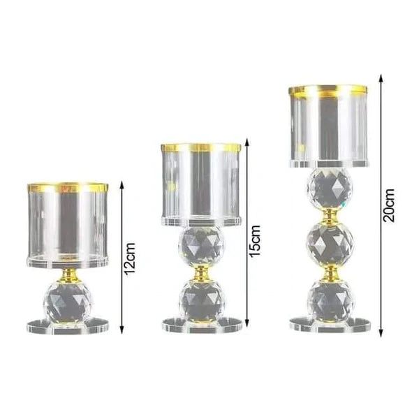 3pcs Crystal Candle Holder