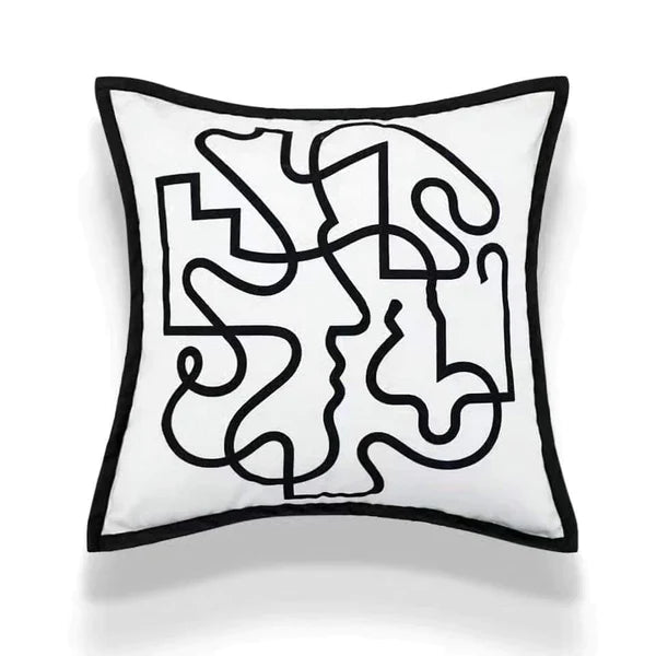 Nordic Velvet Line Print Cushion Cover