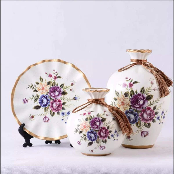 3pcs American Style Creative Indoor Pottery Flower Vase