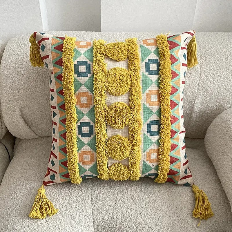 Tufted Boho Vintage Cotton Pillow Cover