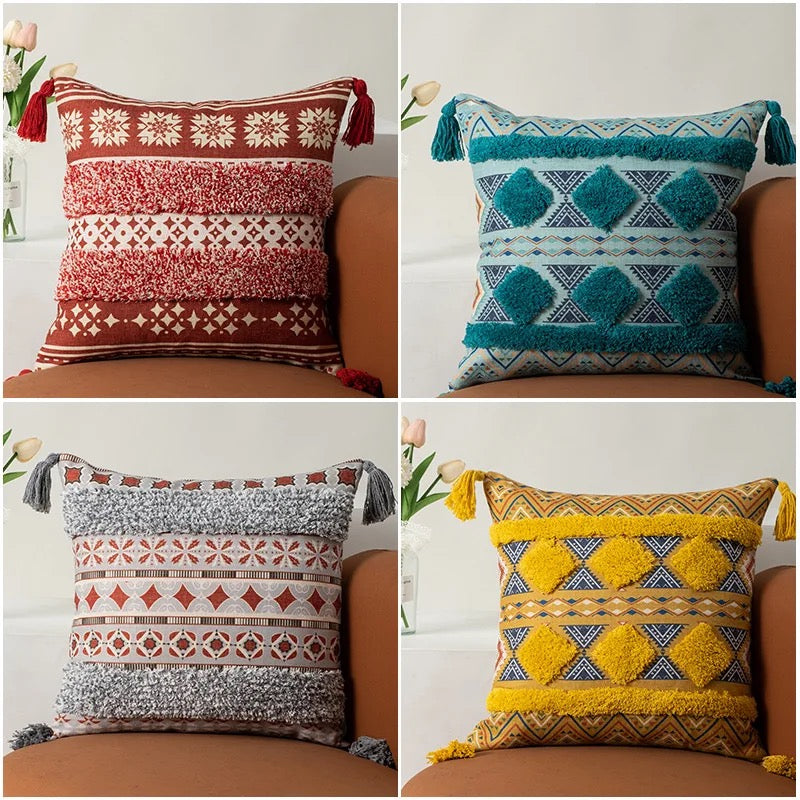 Tufted Boho Vintage Cotton Pillow Cover