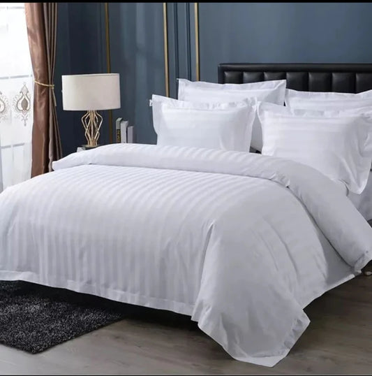 7*8ft Hotel Quality Cotton White satin stripped bedsheets