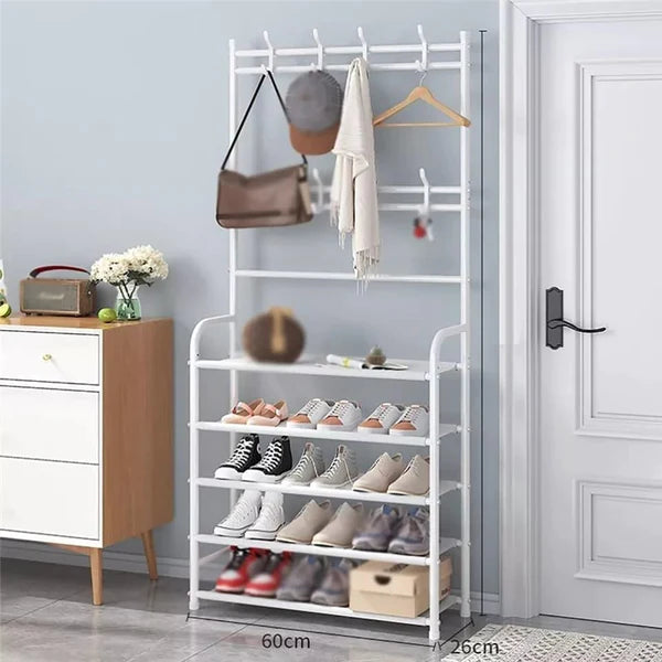 Entryway Coat Rack with Shoe Bench Tier Storage Shelves Clothes