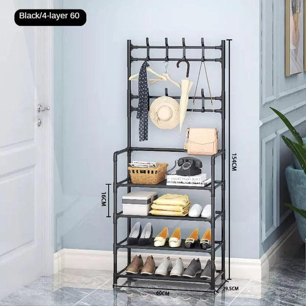 Entryway Coat Rack with Shoe Bench Tier Storage Shelves Clothes