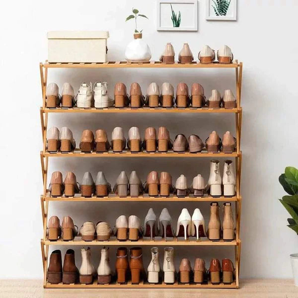 6Tier Foldable Bamboo shoe rack