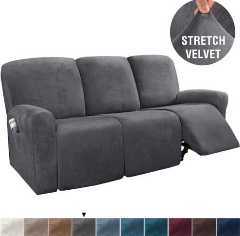 Recliner Velvet Reclining Sofa Slipcovers Grey