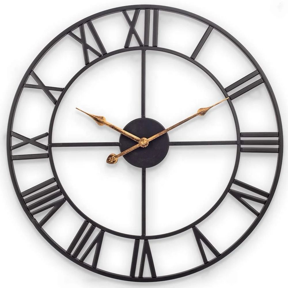 Nordic functional Round Metal Roman Numeral Wall Clocks.