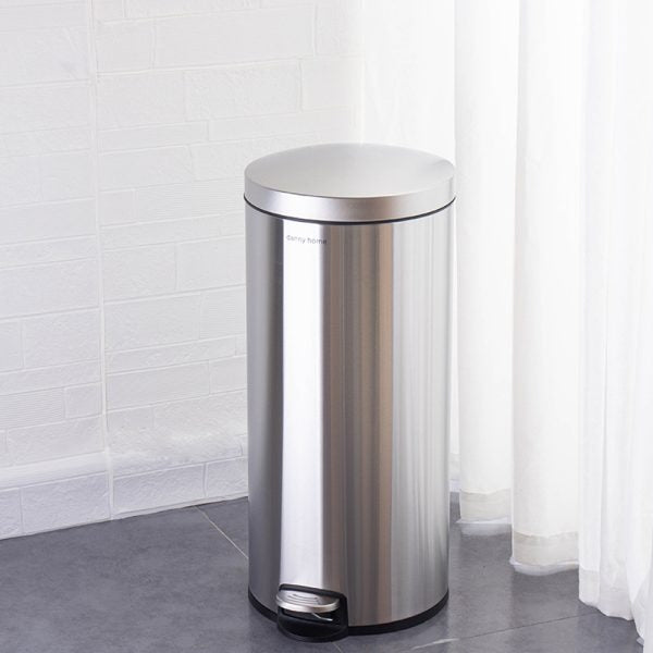 Danny Home 30-Liter Stainless Steel Trash Can with Lid and Pedal