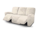 Recliner Velvet Reclining Sofa Slipcovers Cream 7 SEATER