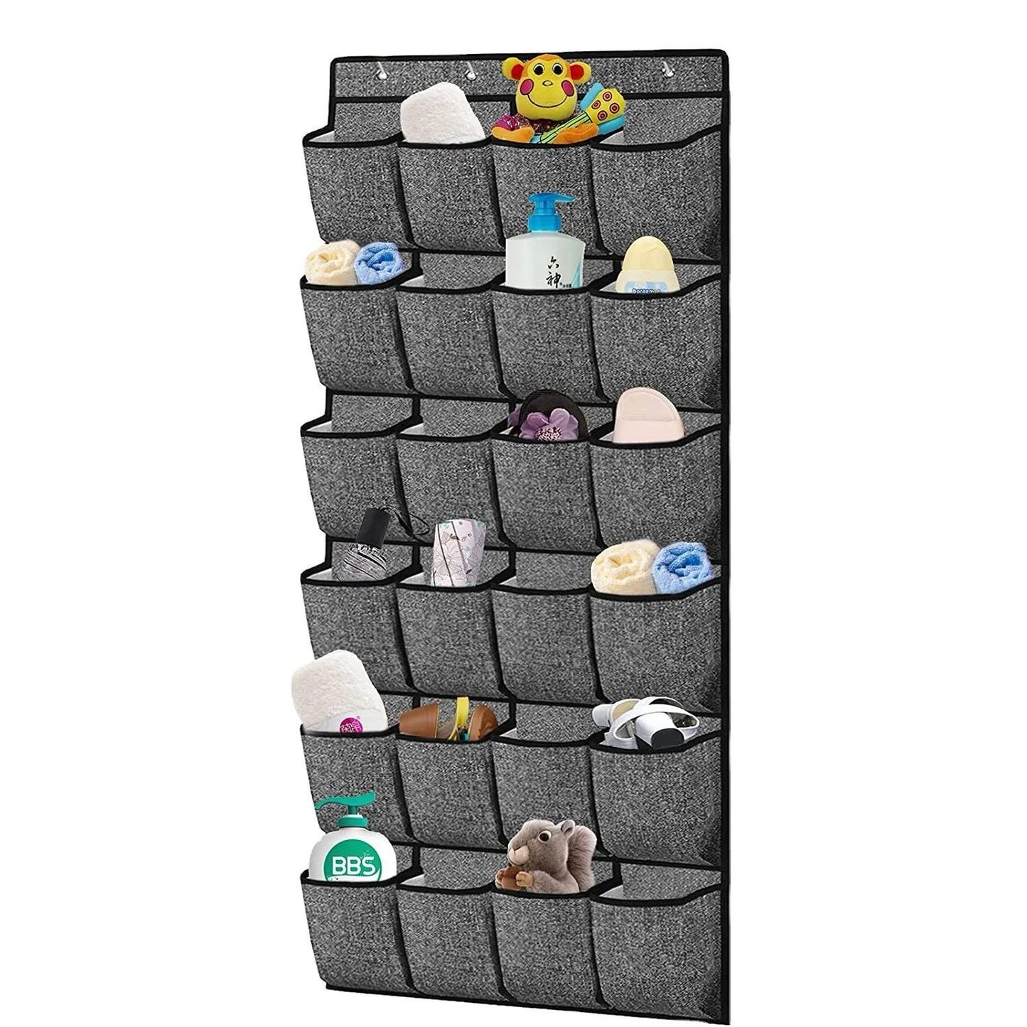 24 Large Pockets Over the Door Shoe Organizer with 4 Hooks