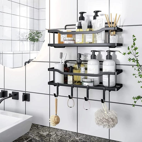 Shower Caddy Bathroom Organizer Pack Shampoo Holder Basket Shelves for Storage and Organization, Wall Suction Bath