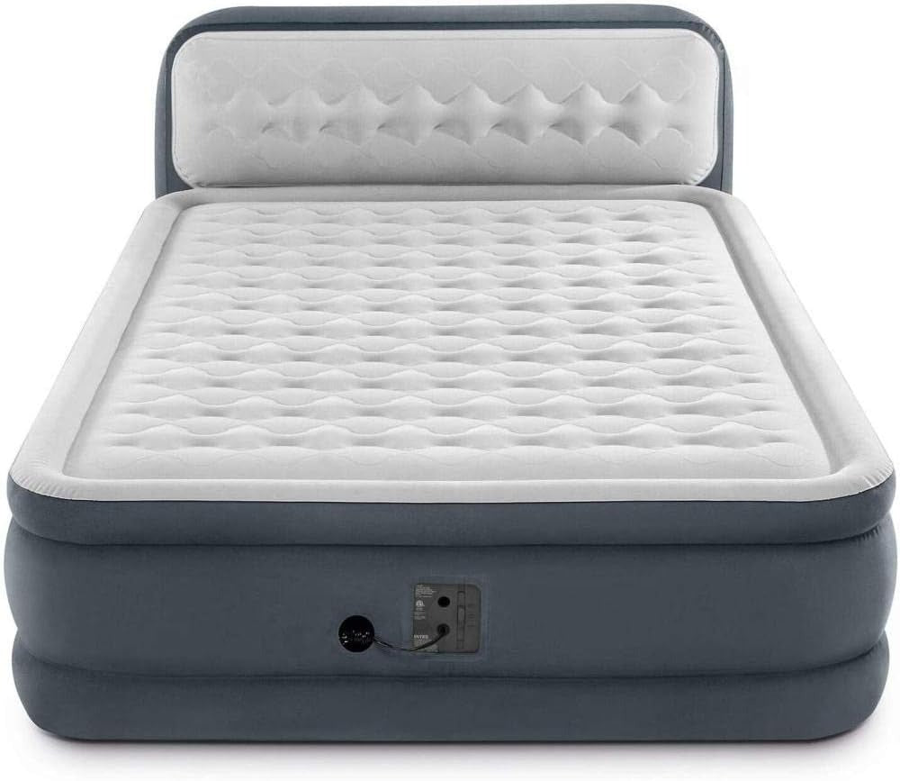 Intex Dura-Beam Deluxe  Queen-Sized Air Bed Mattress Comforting Bed with Built-in Electric Pump and Ultra Plush Supportive Headboard